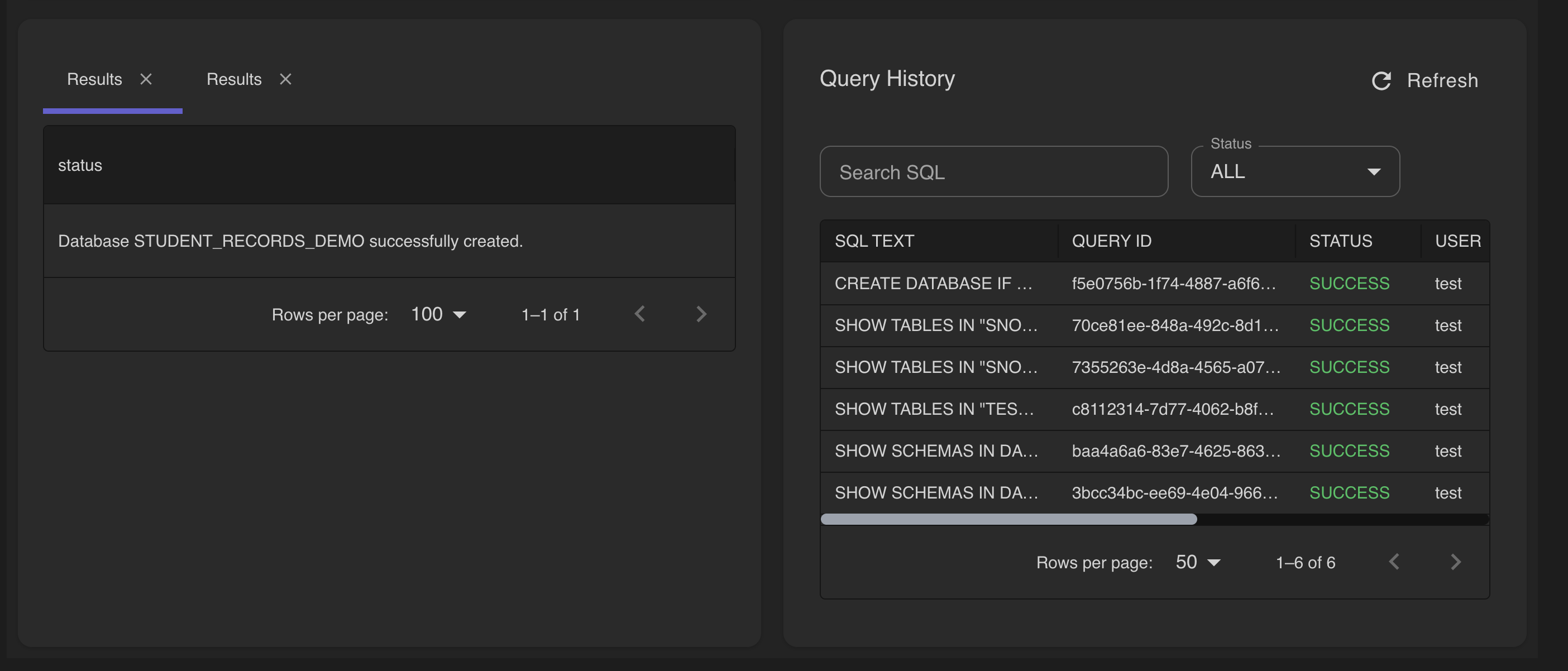 Query history